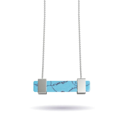 Turquoise | Silver | Gemstone Bar Necklace